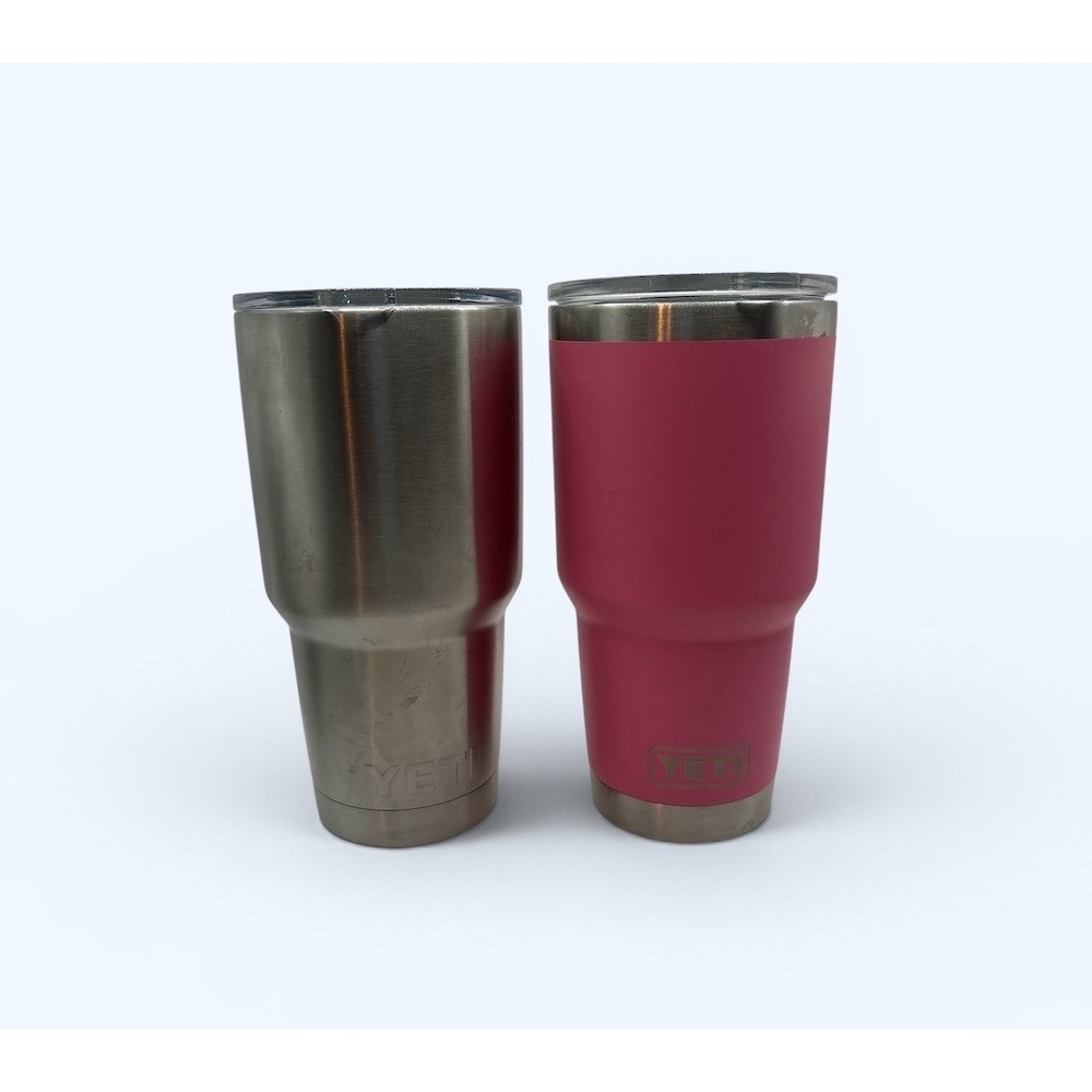 YETI 30 Oz TUMBLER LOT SILVER AND PINK WITH MAGSLIDER LIDS